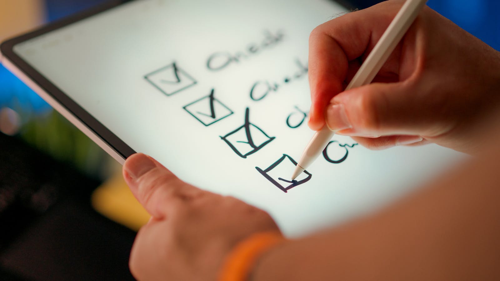 Digital checklist being completed on a tablet